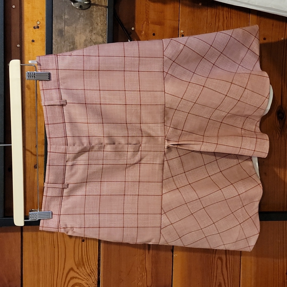 CALVIN KLEIN 205W39NYC Fluted Prince of Wales Red Plaid Mini Skirt It 44 - Picture 4 of 16